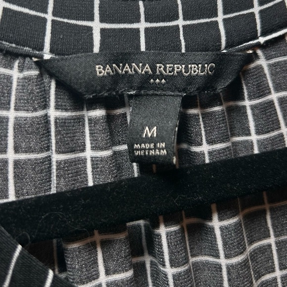 Banana Republic Check Long Sleeve V-Neck Quarter Zip Shift Dress- B/W Size M - Picture 5 of 6
